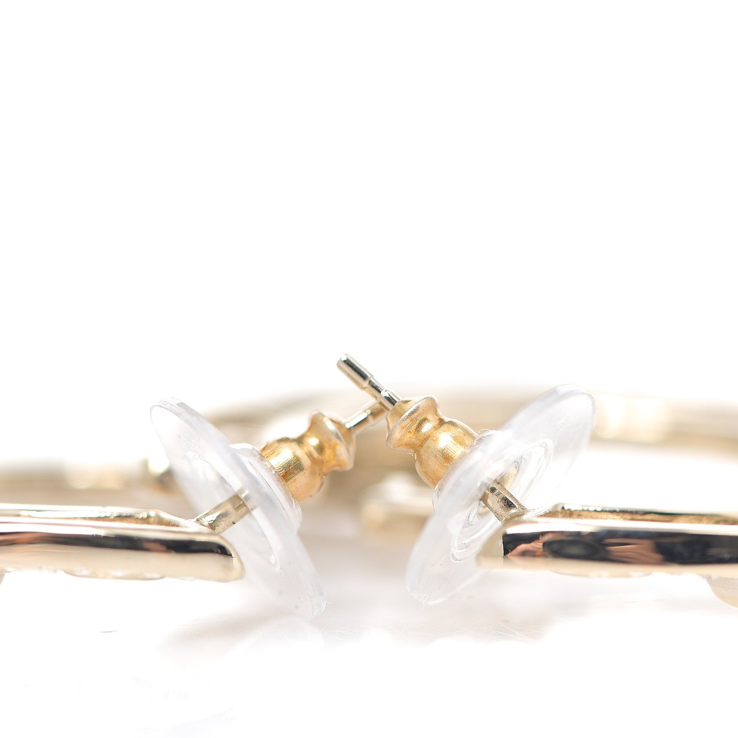 Chanel Crystal Pearl Bow-tiful CC Hoop Earrings Gold 2 of 3