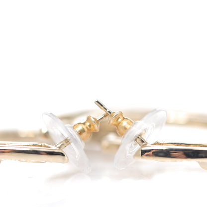 Chanel Crystal Pearl Bow-tiful CC Hoop Earrings Gold 2 of 3