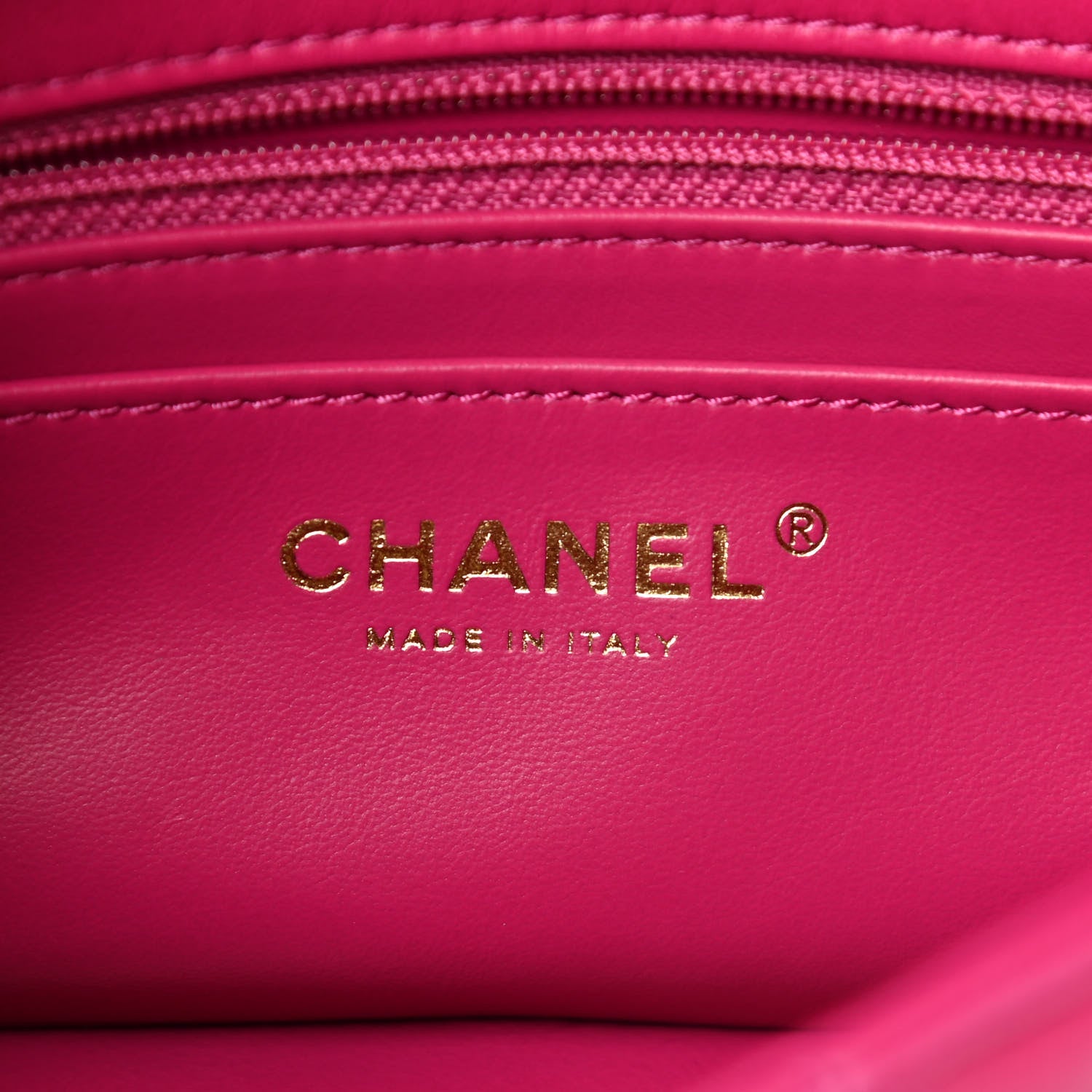 Chanel Lambskin Quilted Mini Rectangular Pearl Crush Flap Fuchsia