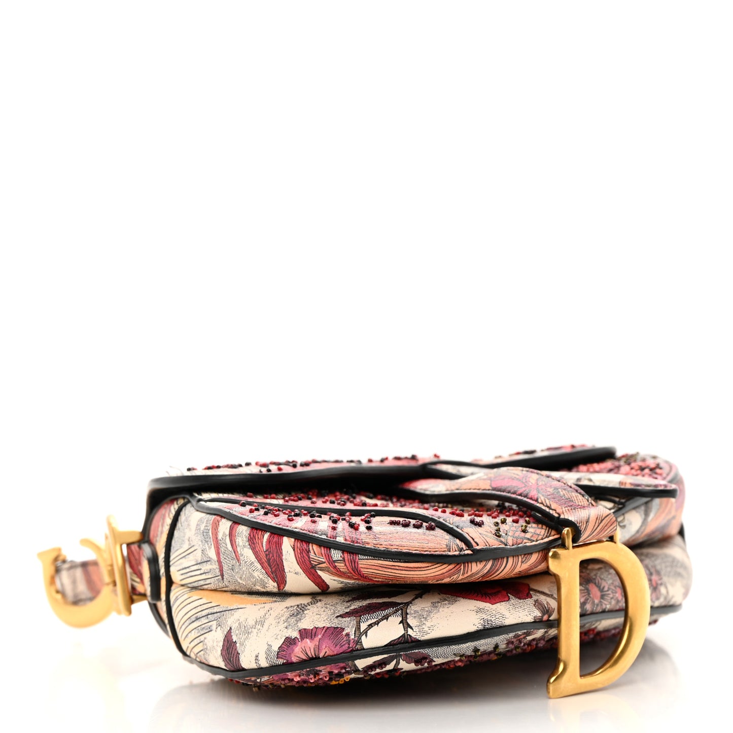 Calfskin Embroidered Phoenix Mini Saddle Bag Red Multicolor