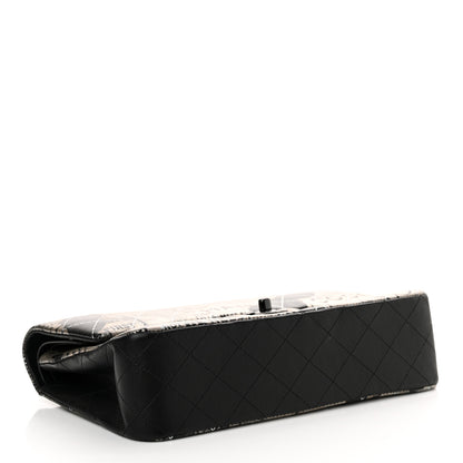 Chanel Metallic Lambskin Painted Feministe Newsprint Medium Double Flap So Black 4 of 14