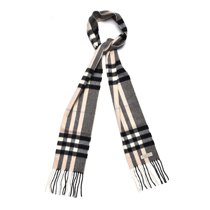 Burberry Cashmere House Check Fringe Skinny Scarf Beige 1 of 7