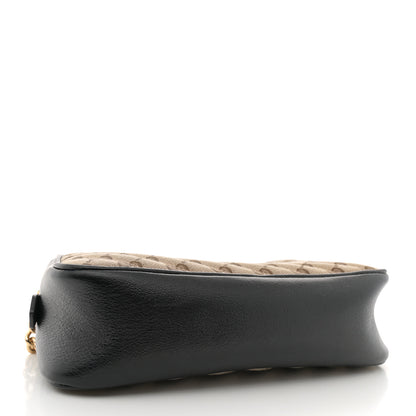 Gucci Monogram Matelasse Diagonal Small GG Marmont Chain Shoulder Bag Beige Black 4 of 14