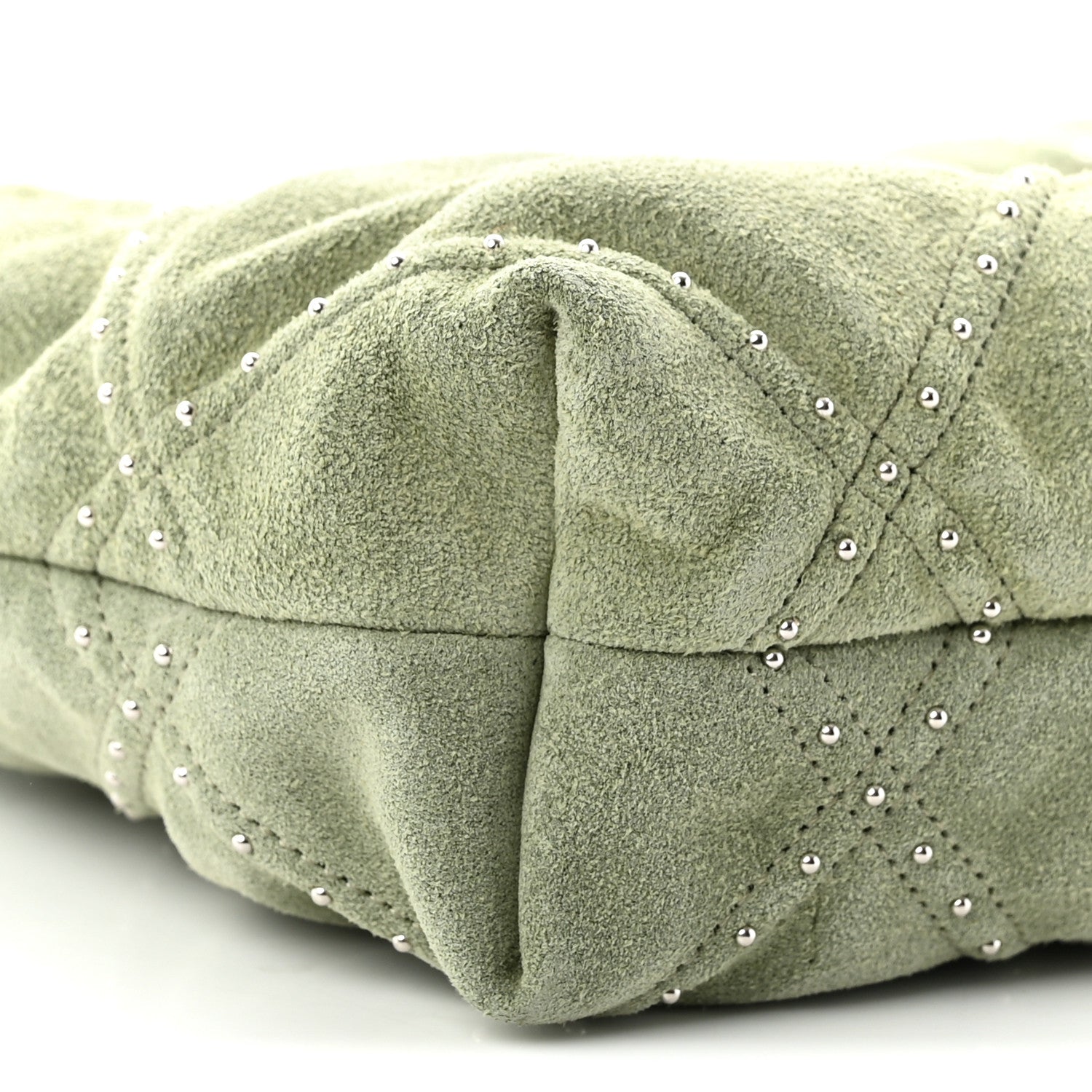 Chanel Suede Stitched Quilted Studded Mini Chanel 22 Light Green 9 of 10