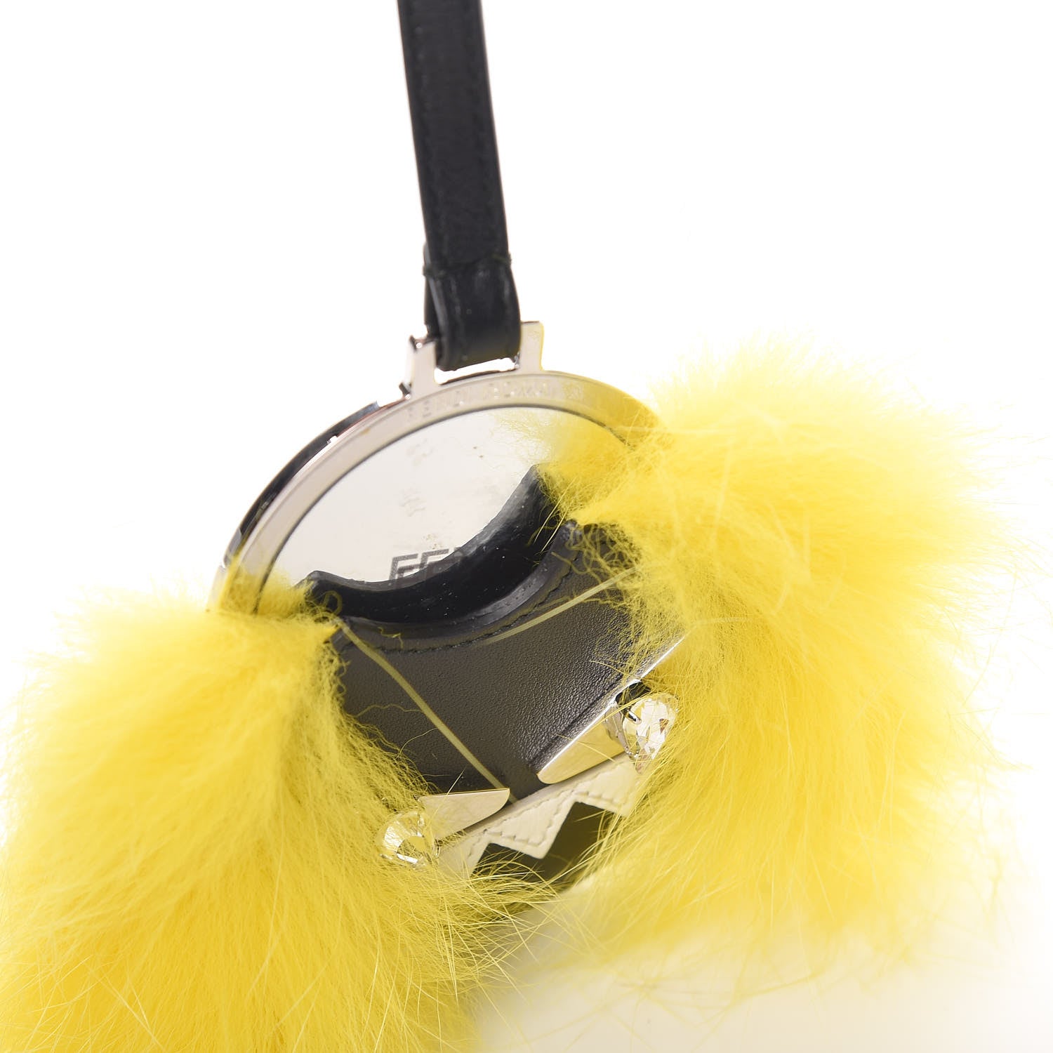 Fendi Fox Mink Fur Mirror Monster Bag Bug Charm Black Yellow 4 of 4