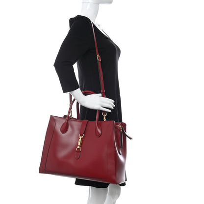Gucci Boarded Plutone Calfskin Large Jackie 1961 Tote New Cherry Red 2 of 10