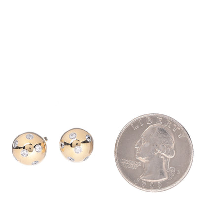 Tiffany 18K Yellow Gold Platinum Diamond 10.5mm Etoile Ball Earrings 2 of 4