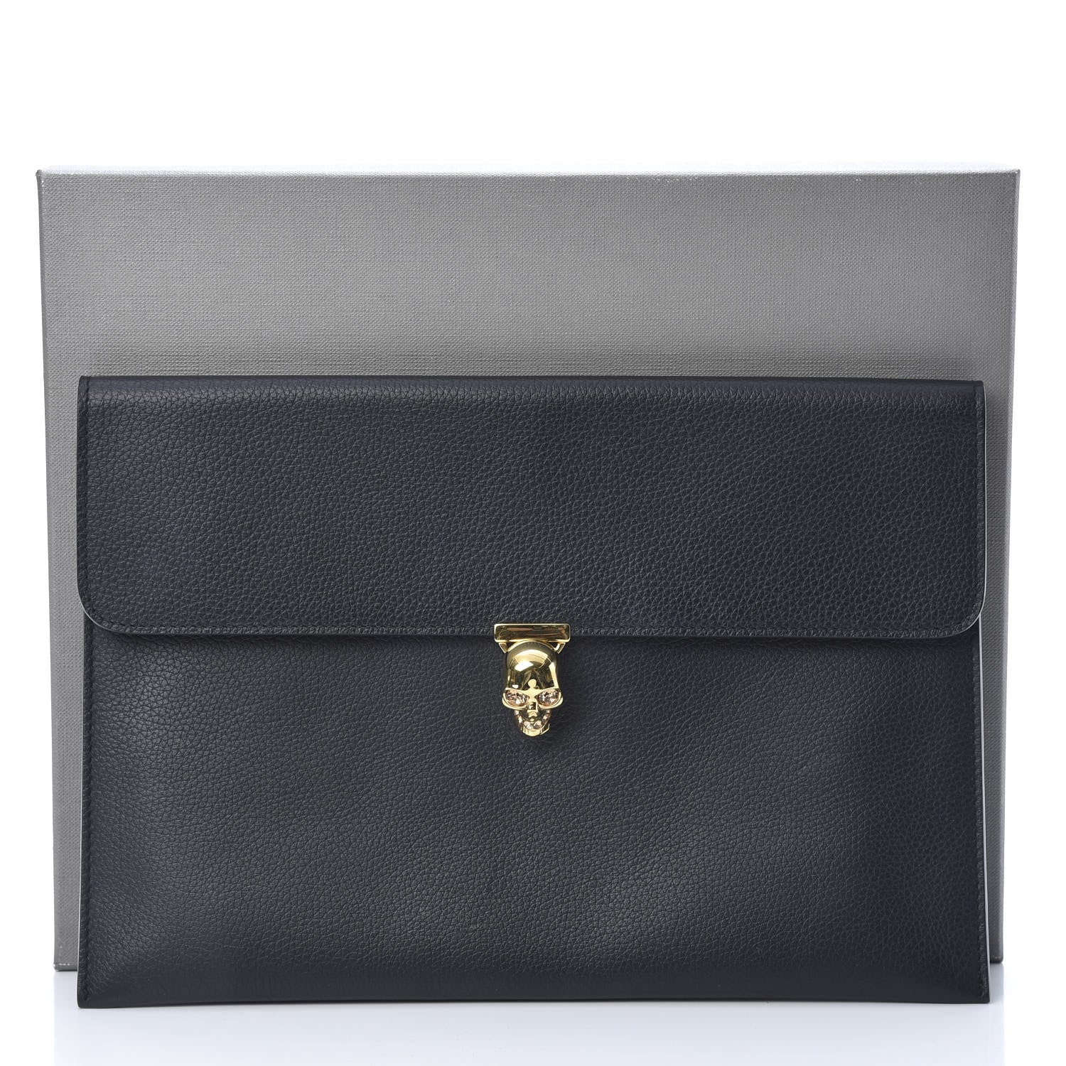 Alexander McQueen Calfskin Skull Envelope Clutch Black 8 of 8