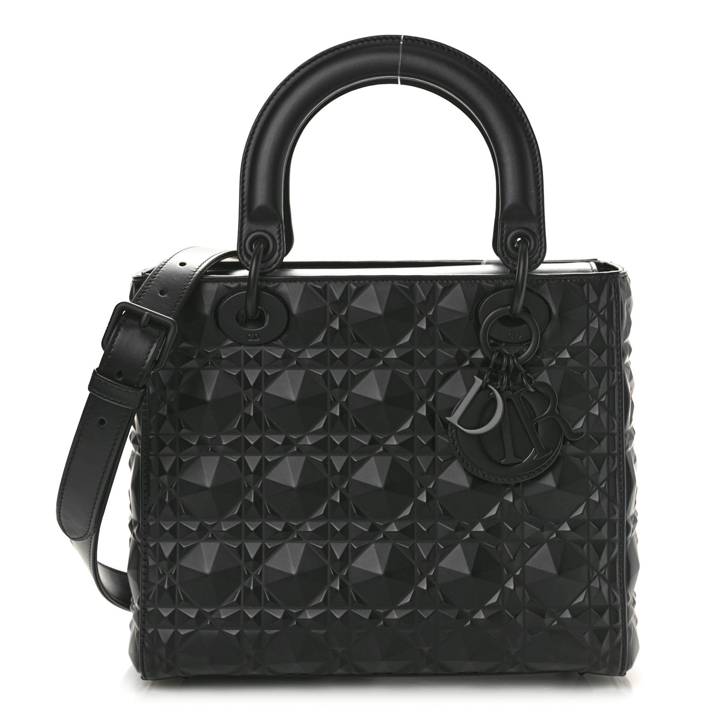 Calfskin Cannage Diamond Cannage Medium Lady Dior Black