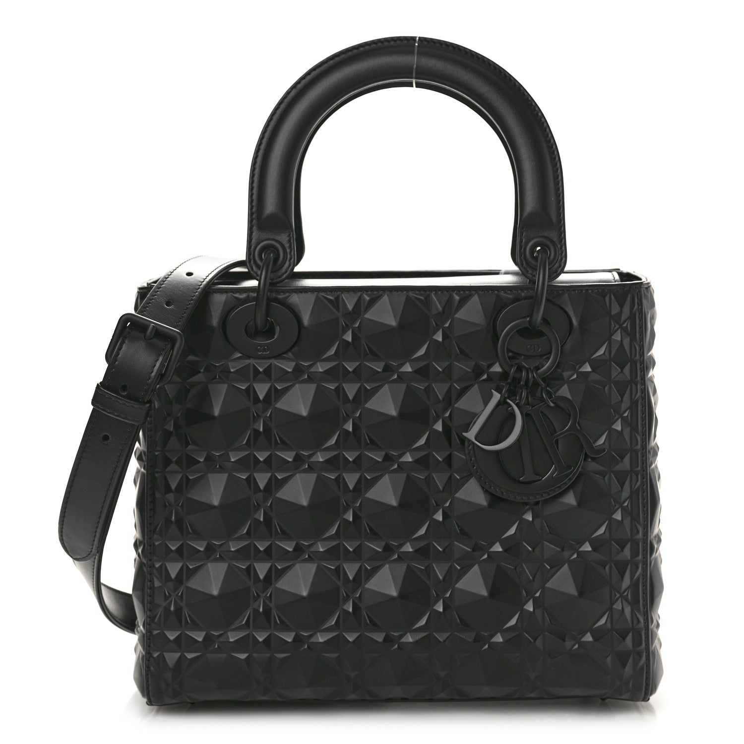 Christian Dior Calfskin Cannage Diamond Cannage Medium Lady Dior Black 1 of 13