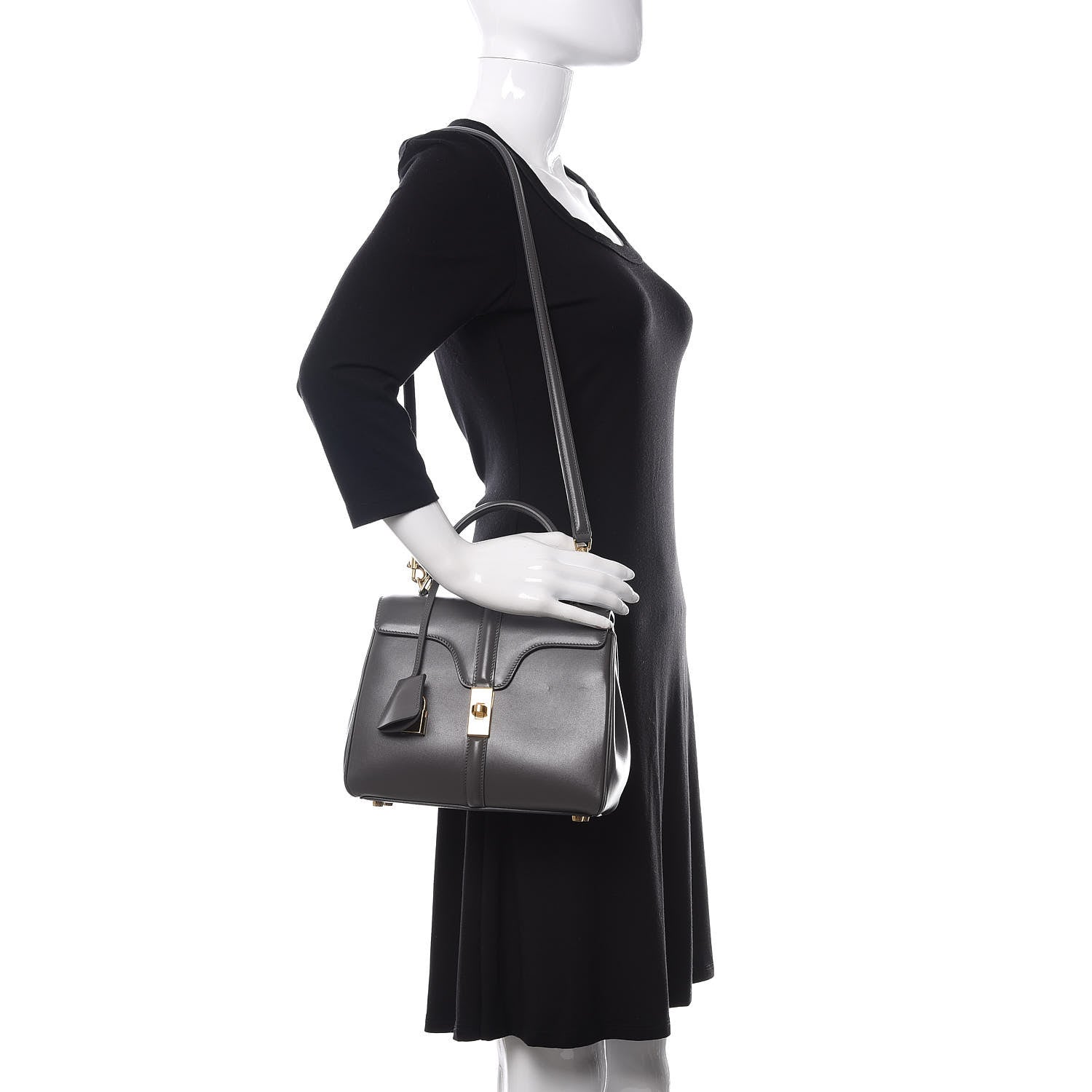 Celine Satinated Calfskin Small 16 Top Handle Bag Gray 2 of 12
