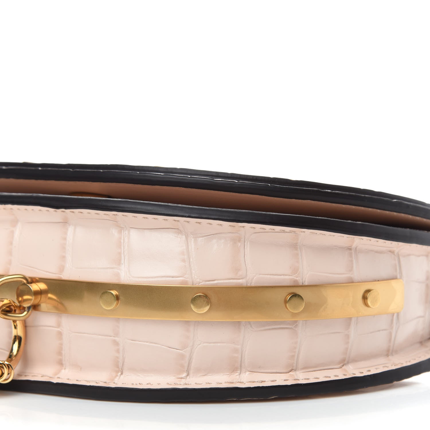 Chloe Calfskin Crocodile Embossed Small Nile Bracelet Minaudiere Bag Cement Pink 10 of 15