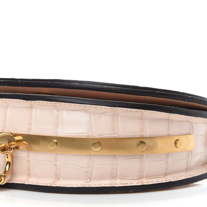 Chloe Calfskin Crocodile Embossed Small Nile Bracelet Minaudiere Bag Cement Pink 10 of 15