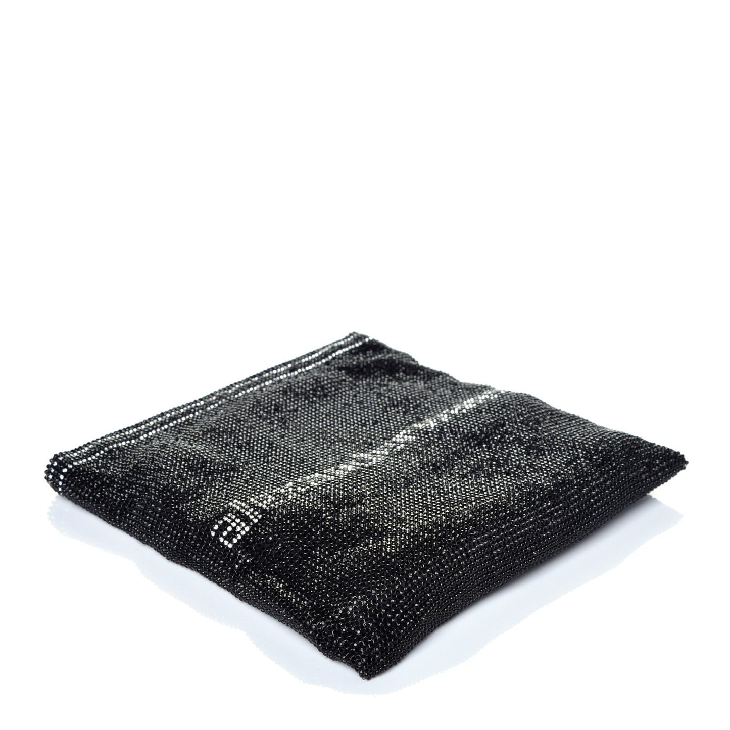 Rhinestone Chain Mesh Wanglock Logo Pouch Black White