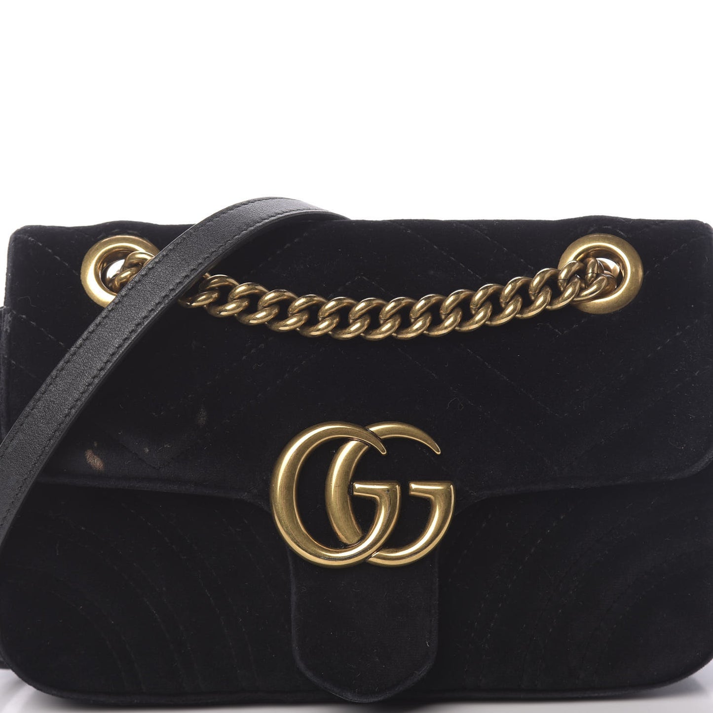 Velvet Matelasse Mini GG Marmont Shoulder Bag Black