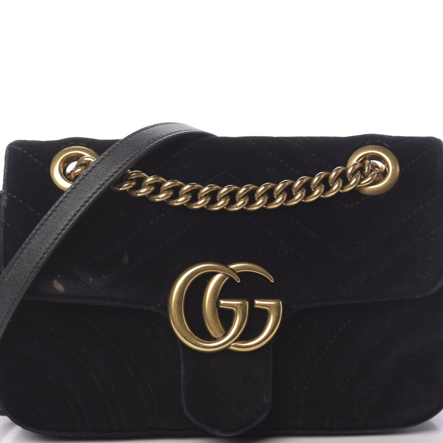 Gucci Velvet Matelasse Mini GG Marmont Shoulder Bag Black 13 of 14