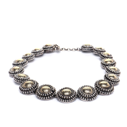 John Hardy Sterling Silver 18K Yellow Gold Dot Round Disc Link Necklace 6 of 6
