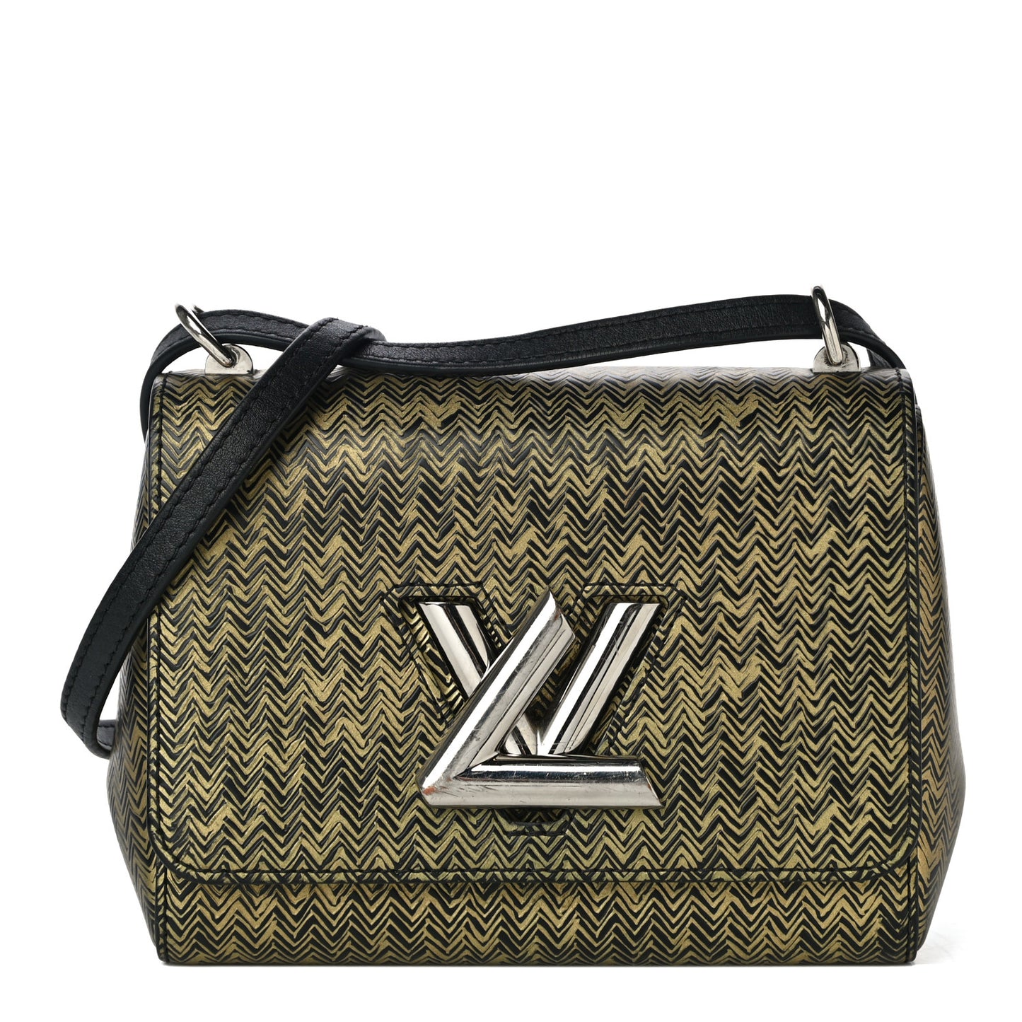 Epi Chevron Printed Twist Shoulder Bag PM Gold
