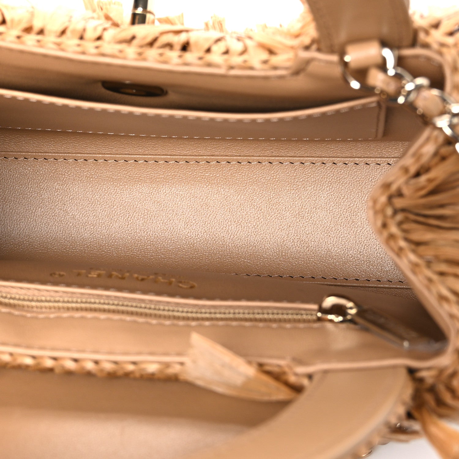 Chanel Raffia Fringe Nano Kelly Shopper Dark Beige 5 of 11