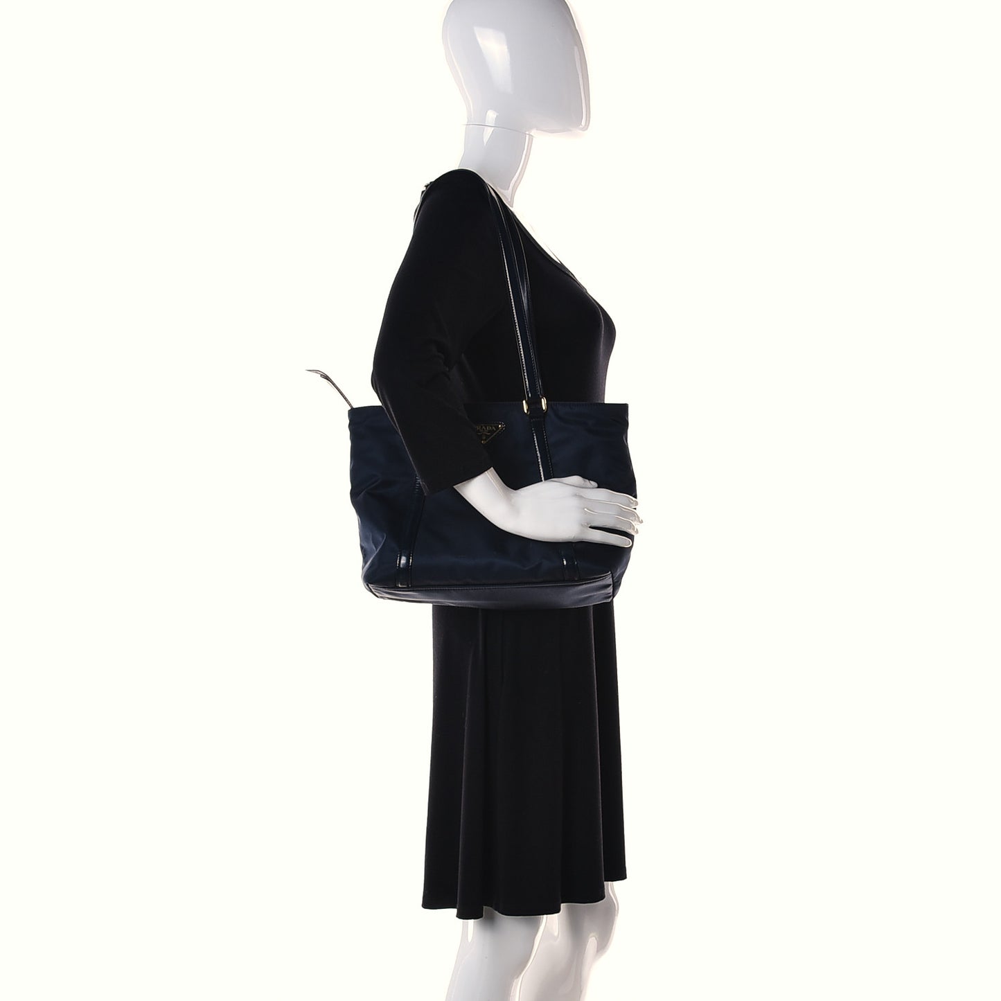 Tessuto Nylon Spazzolato Tote Bleu