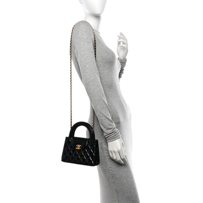 Chanel Shiny Aged Calfskin Quilted Nano Kelly Shopper Black 2 of 10