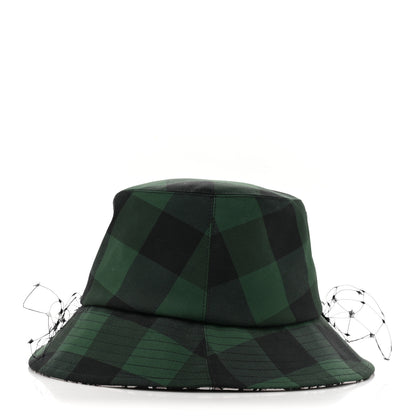 Christian Dior Cotton Large Brim Bucket Hat with Veil 57 Green Black 5 of 8