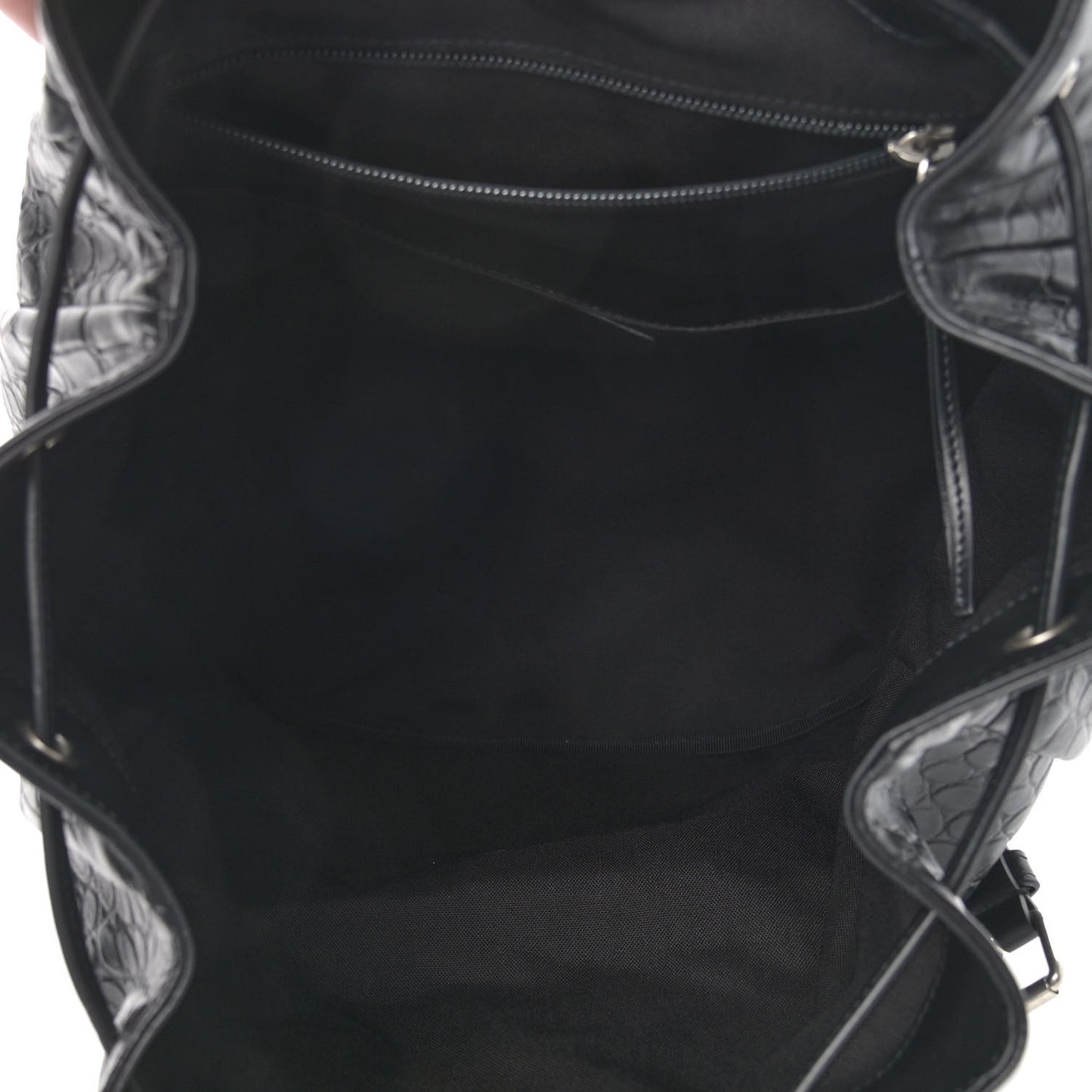 Crocodile Embossed Lambskin Noe Backpack Black