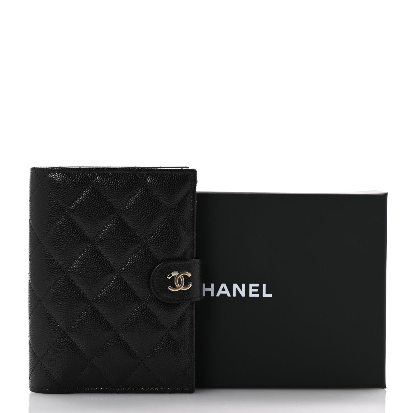 Caviar Quilted Passport Holder Black