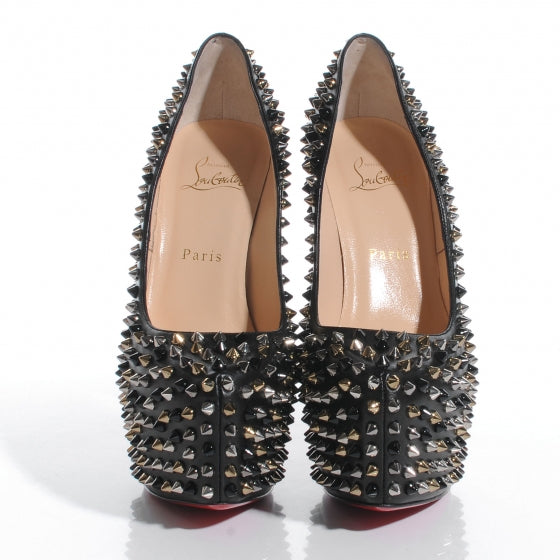 Calfskin Daffodile Mix Spikes 160 Pumps 39 Black
