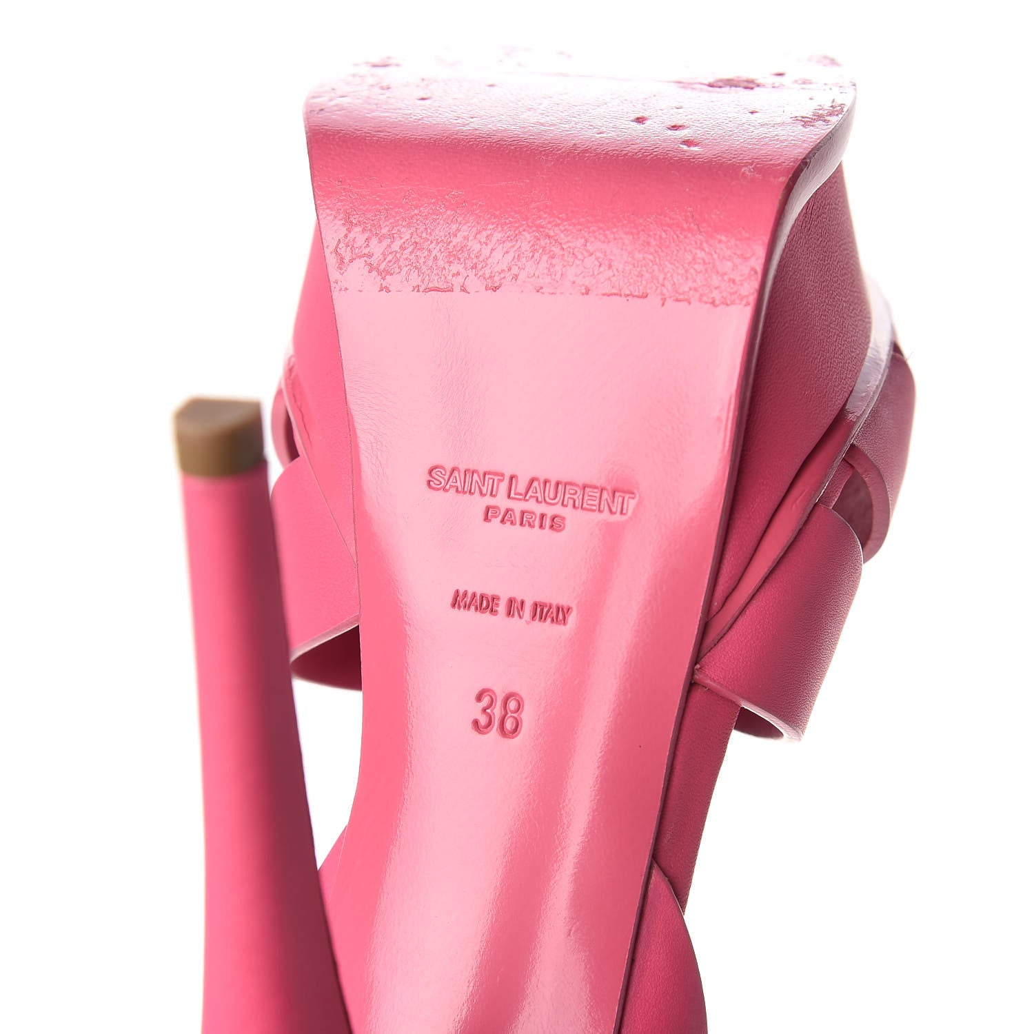 Saint Laurent Grained Calfskin Tribute 105 Platform Sandals 38 Rose Clair 10 of 17