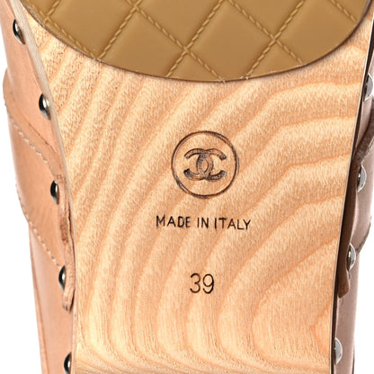 Chanel Calfskin Cut Out CC Turn Lock Clogs 39 Beige 6 of 7