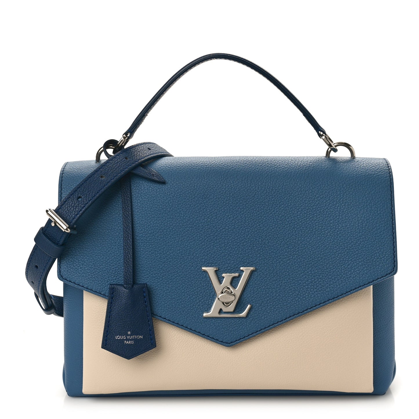 Soft Calfskin My Lockme Top Handle Blue Jean Crème