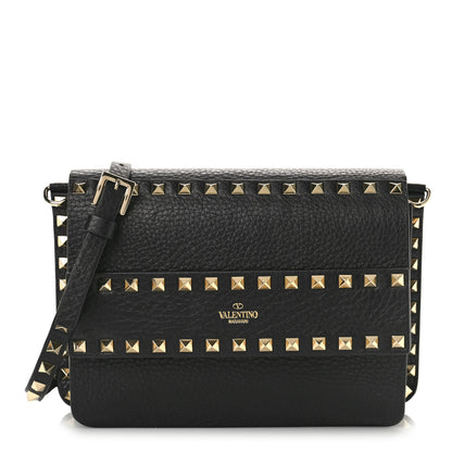 Valentino Garavani Pebbled Calfskin Rockstud Side Slip Crossbody Black 1 of 8