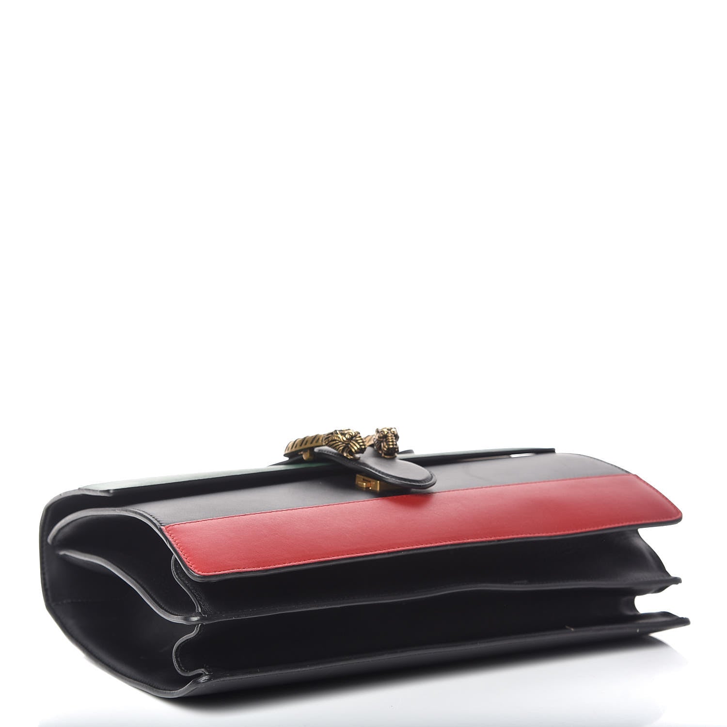 Gucci Calfskin Bamboo Web Large Dionysus Top Handle Bag Black Bright Evergreen Hibiscus Red 5 of 19