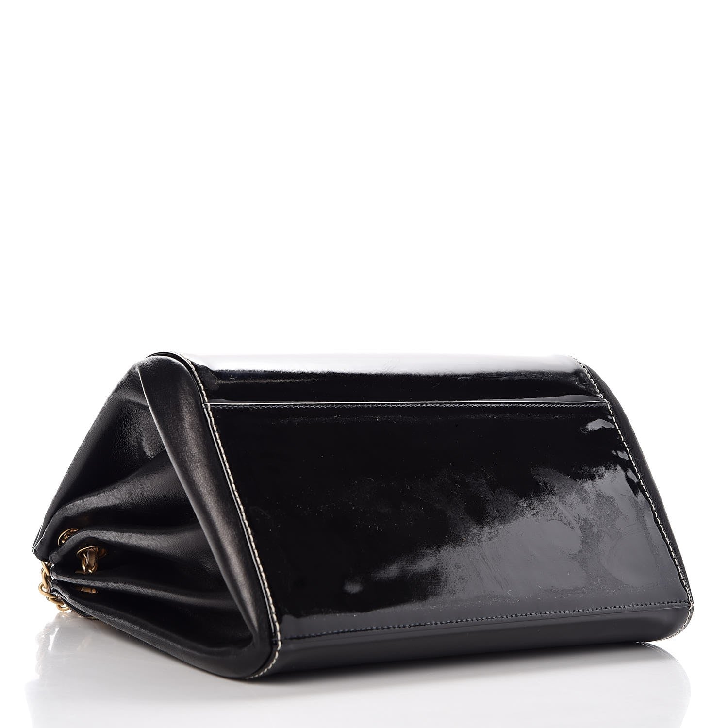 Chanel Patent Lambskin Chocolate Bar Accordion Flap Black Beige 4 of 8