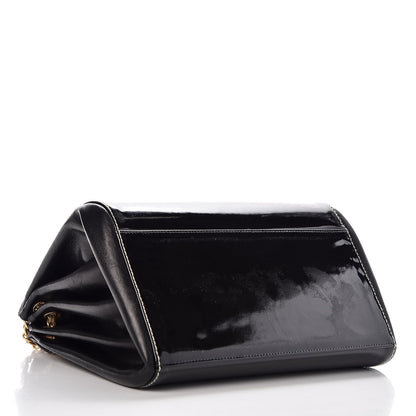 Chanel Patent Lambskin Chocolate Bar Accordion Flap Black Beige 4 of 8