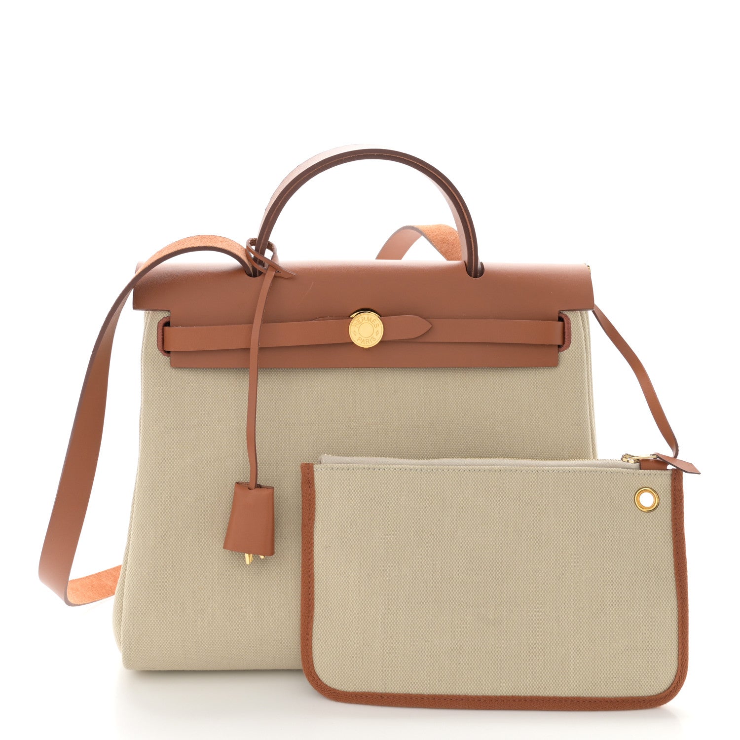 Hermes Vache Hunter Toile Herbag Zip 31 PM Trench Gold 3 of 15