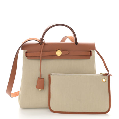 Hermes Vache Hunter Toile Herbag Zip 31 PM Trench Gold 3 of 15