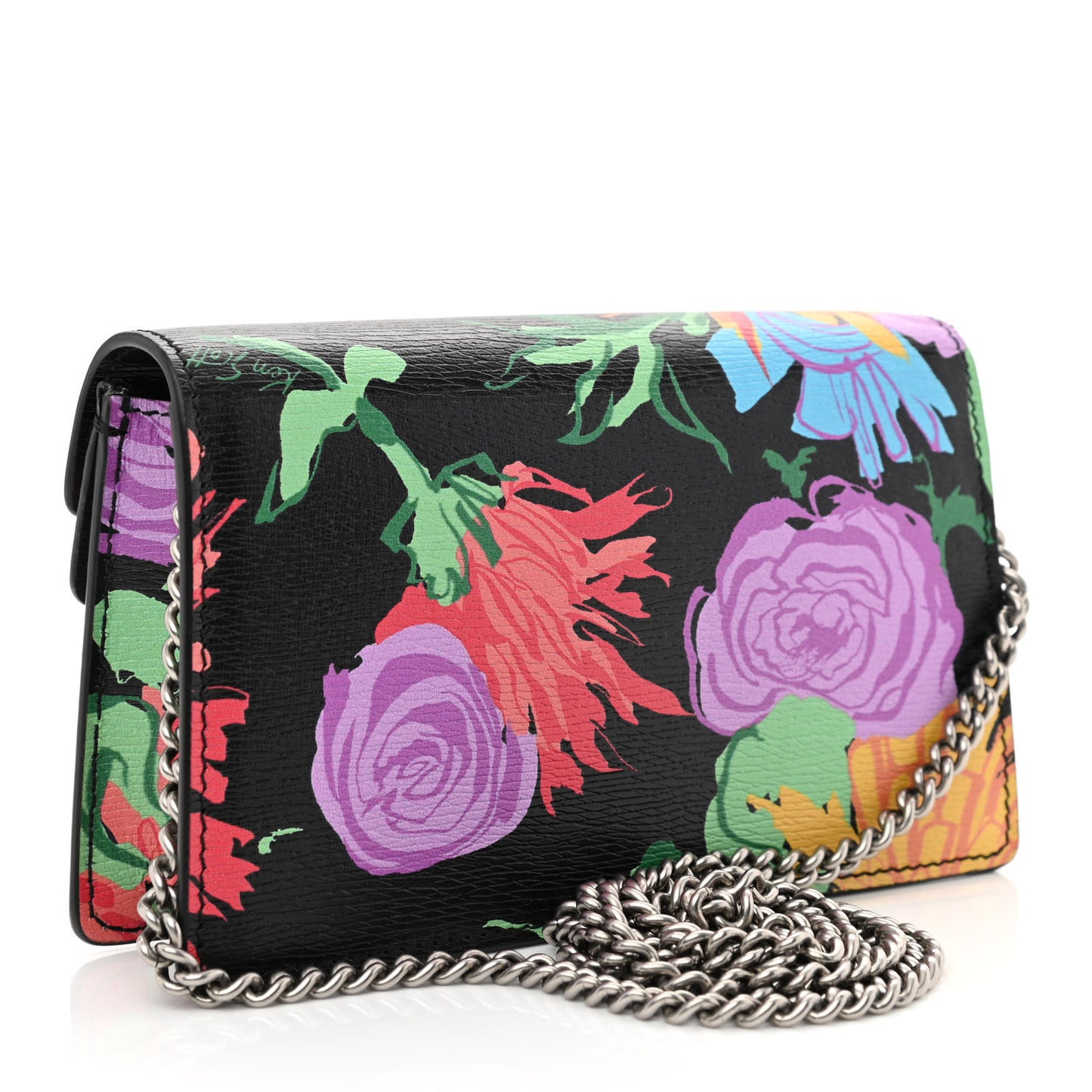 X KEN SCOTT New Shangai Calfskin Jenny Floral Print Super Mini Dionysus Shoulder Bag Black Pink