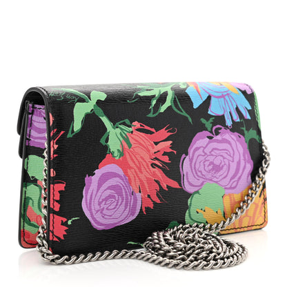 Gucci X KEN SCOTT New Shangai Calfskin Jenny Floral Print Super Mini Dionysus Shoulder Bag Black Pink 3 of 10