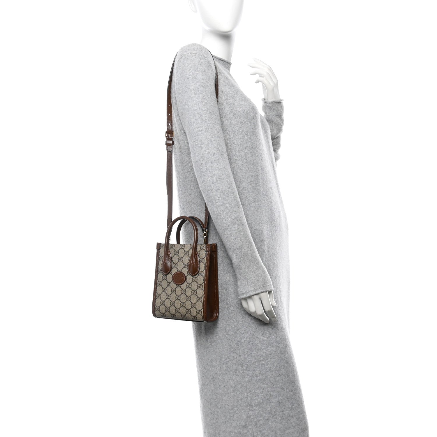 Gucci GG Supreme Monogram Azalea Calfskin Mini Retro Interlocking G Tote Bag Beige Ebony Brown Sugar Beige Ebony Brown Sugar 2 of 10