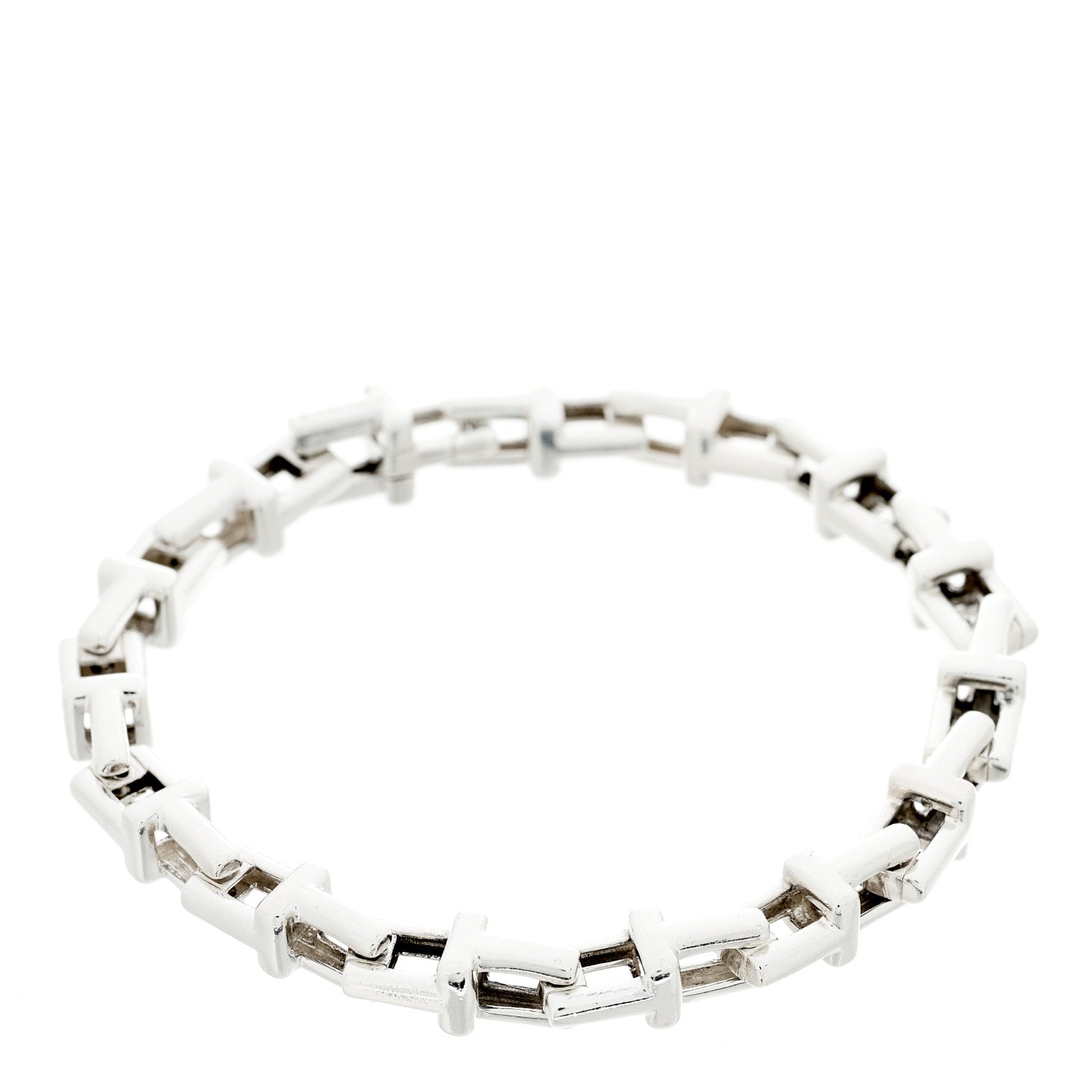 Tiffany Sterling Silver Large T Link Chain Bracelet 1 of 3