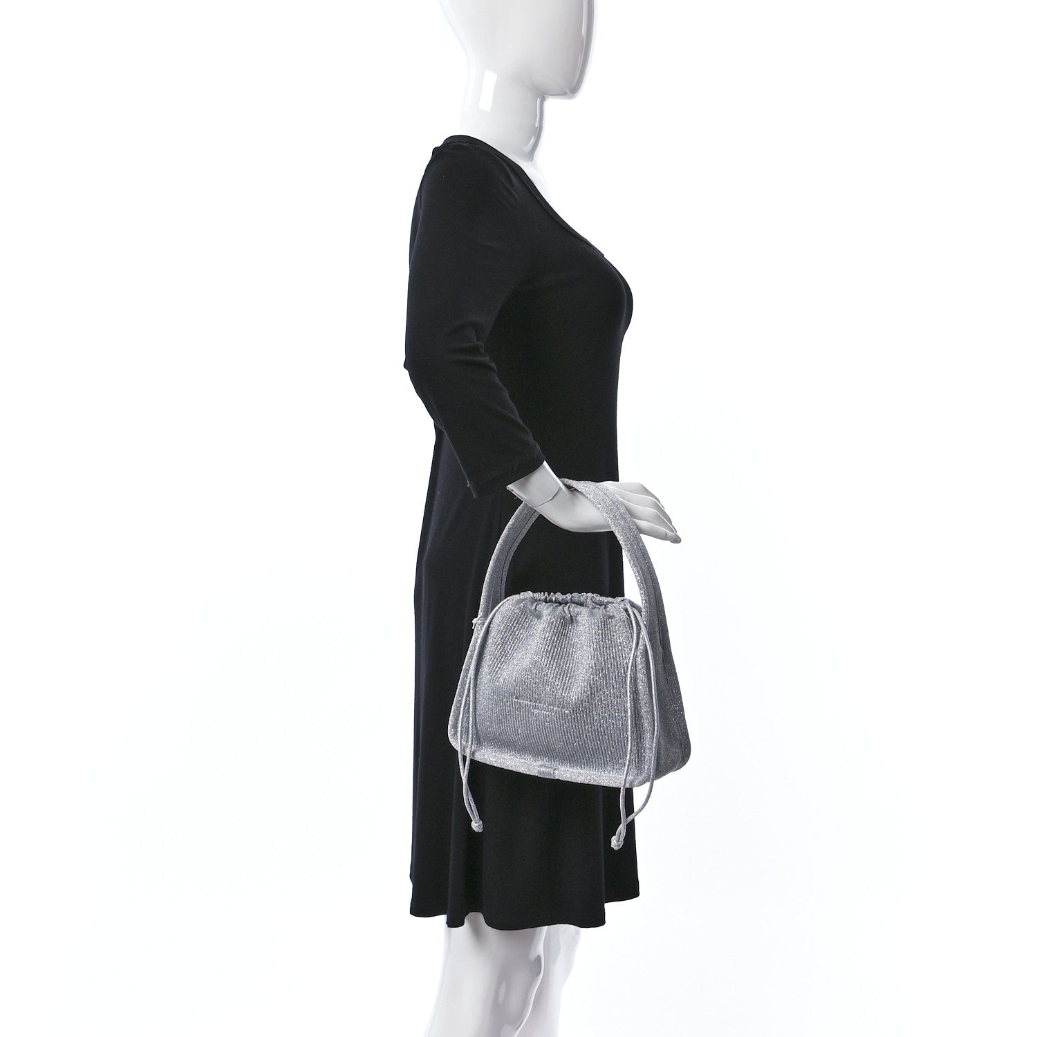 Alexander Wang Metallic Ribbed Knit Small Ryan Bag Silver 2 of 8