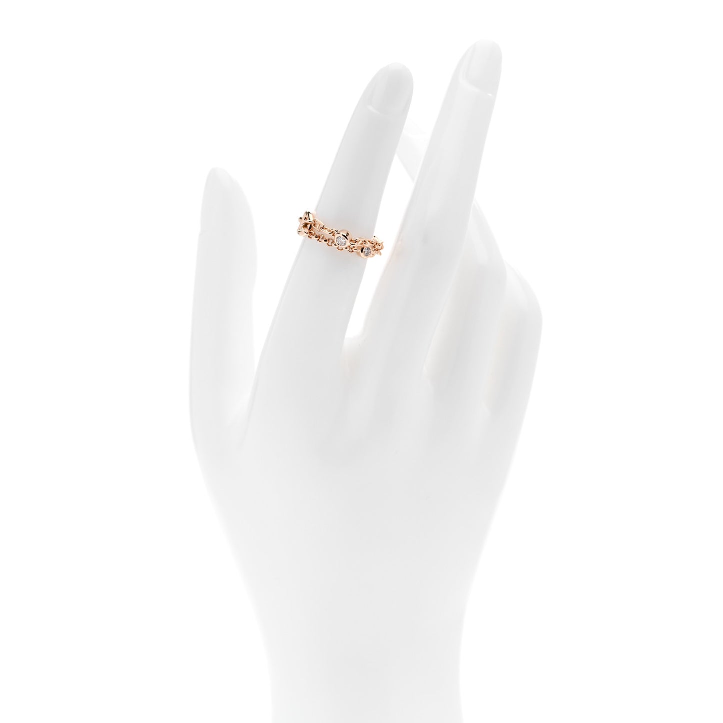 18K Rose Gold Diamond PM Chaine d'Ancre Chaos Ring 50 5.5
