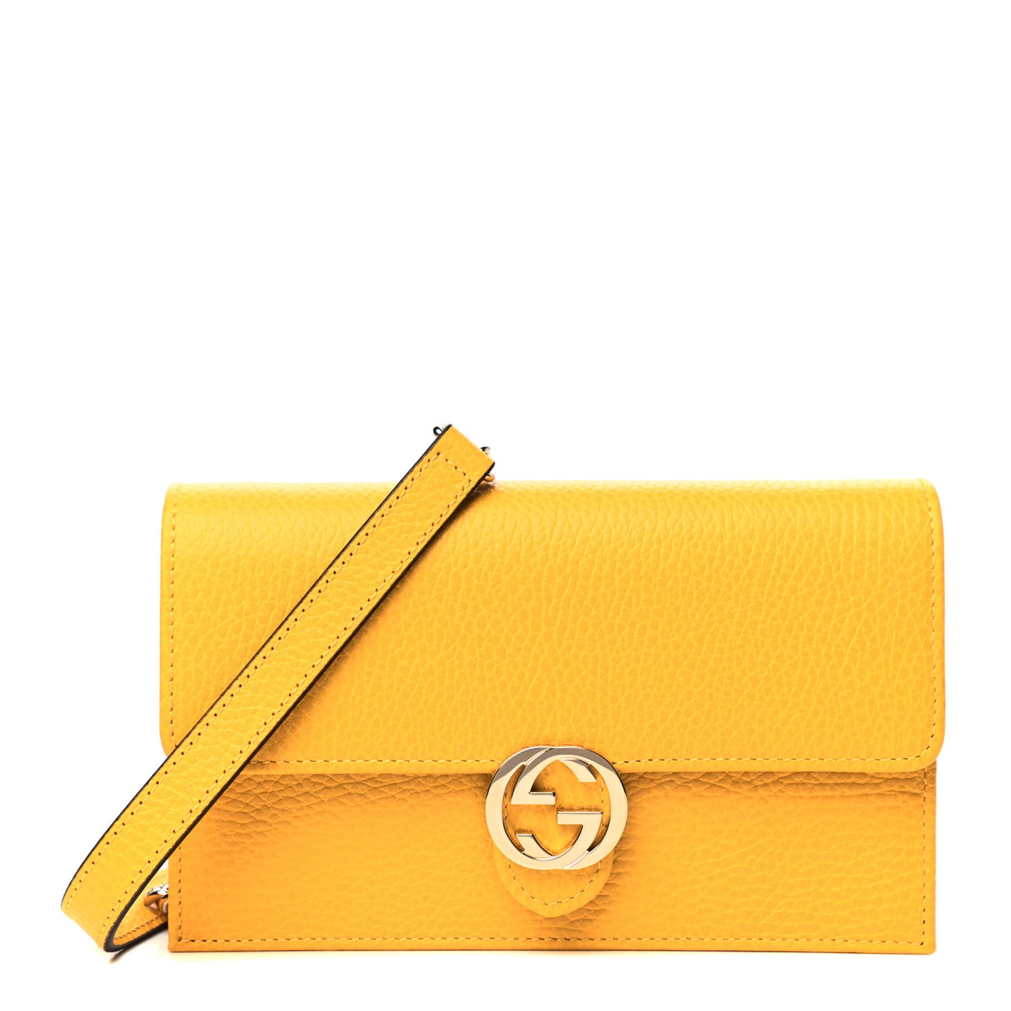 Dollar Calfskin Interlocking G Chain Wallet New Buttercup