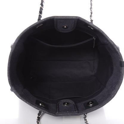 Chanel Lurex Boucle Small Deauville Tote Light Grey 4 of 9