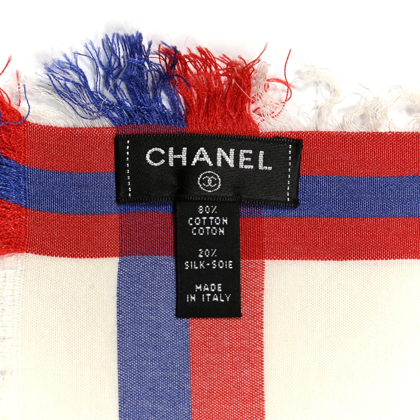Cotton Silk CC Square Fringe Scarf White