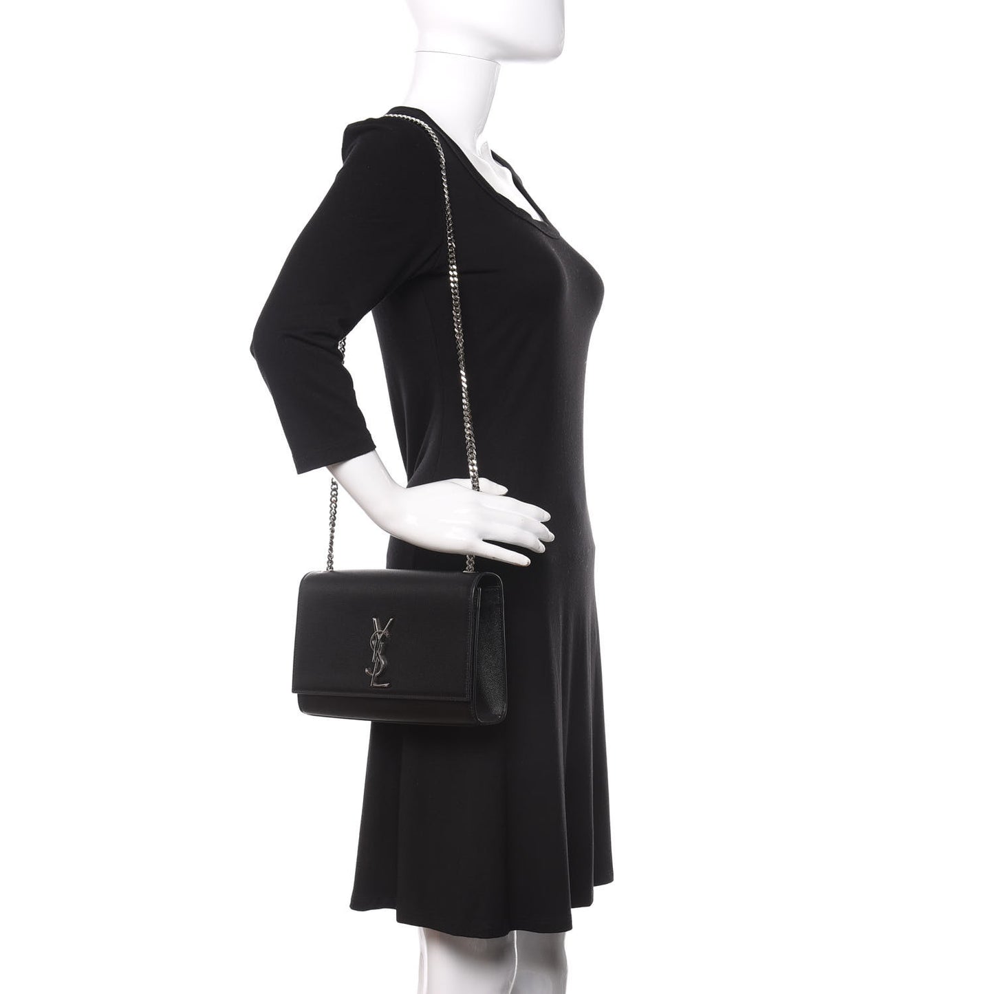 Grain De Poudre Medium Classic Monogram Kate Satchel Black