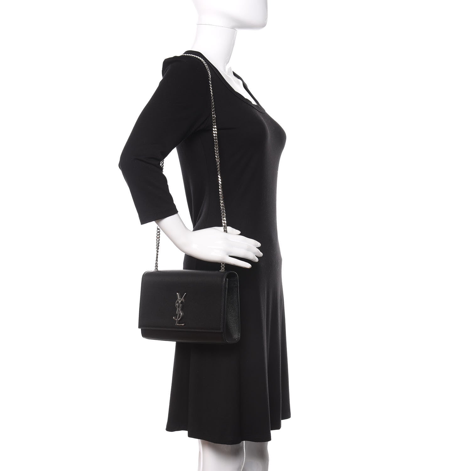 Saint Laurent Grain De Poudre Medium Classic Monogram Kate Satchel Black 2 of 11