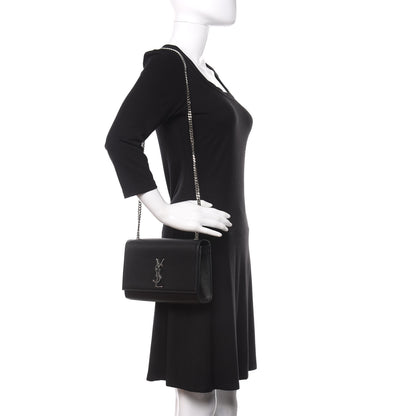 Saint Laurent Grain De Poudre Medium Classic Monogram Kate Satchel Black 2 of 11